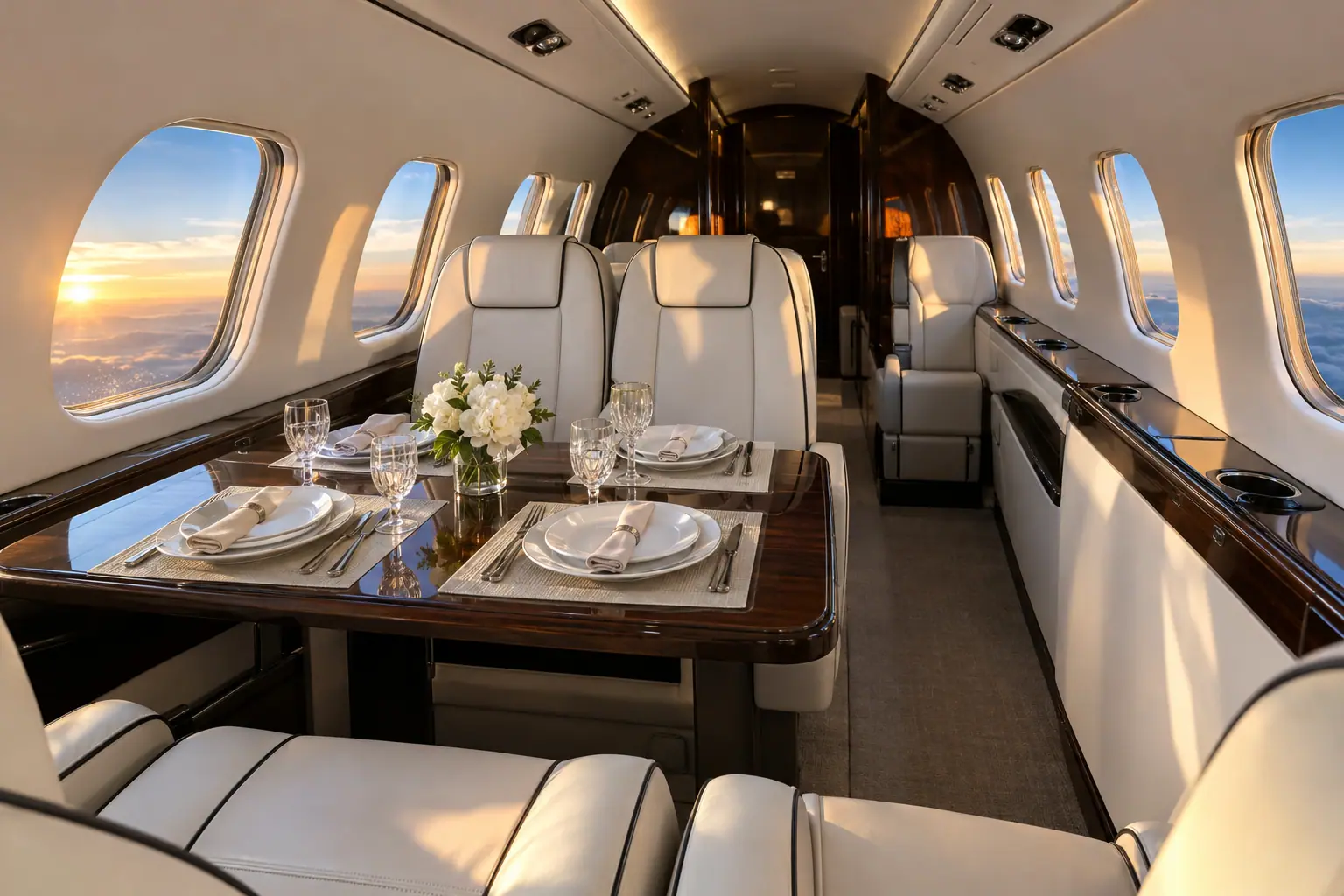 Light jet cabin interior