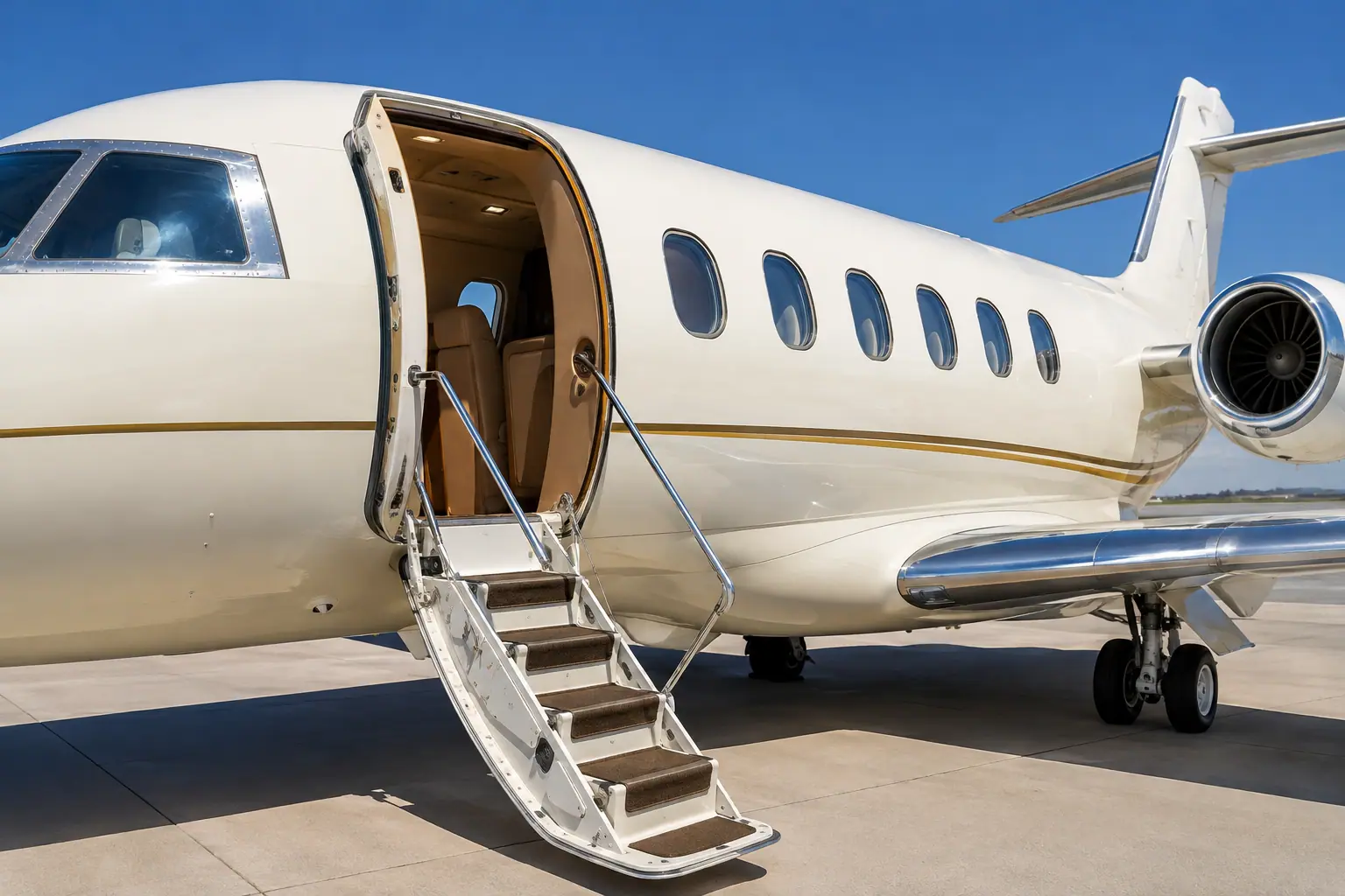 Open airstair of a private jet
