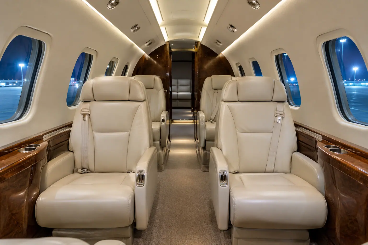 Super-midsize jet cabin interior