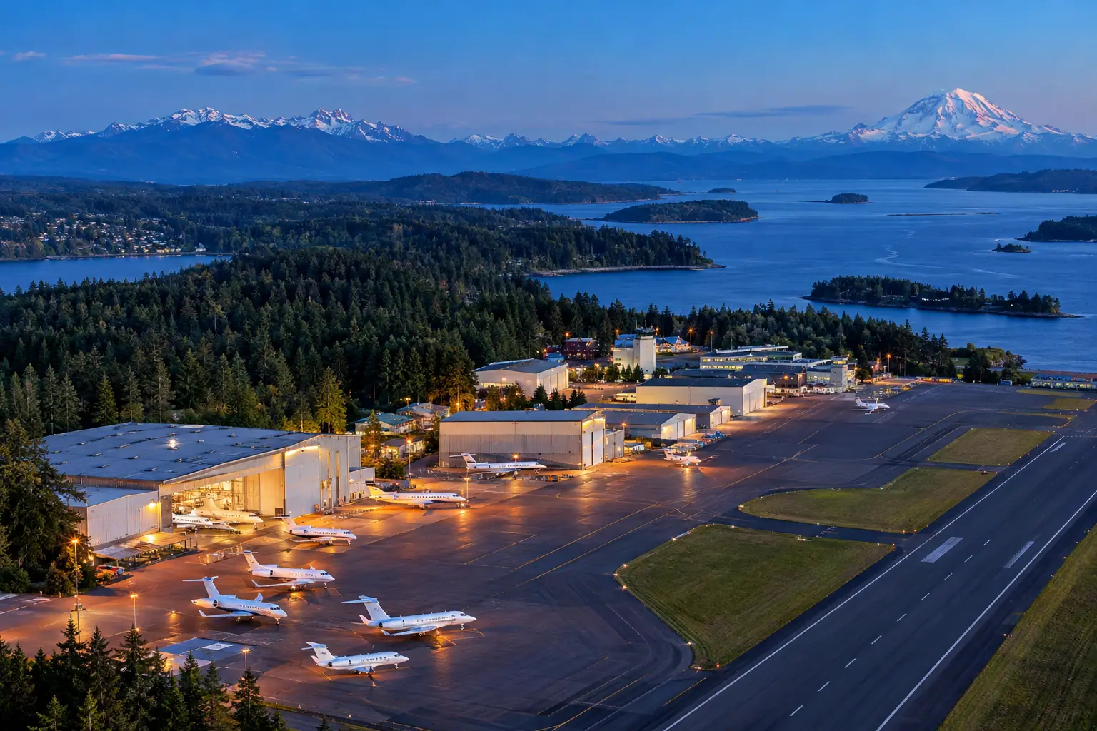 Business aviation ramp near Seattle