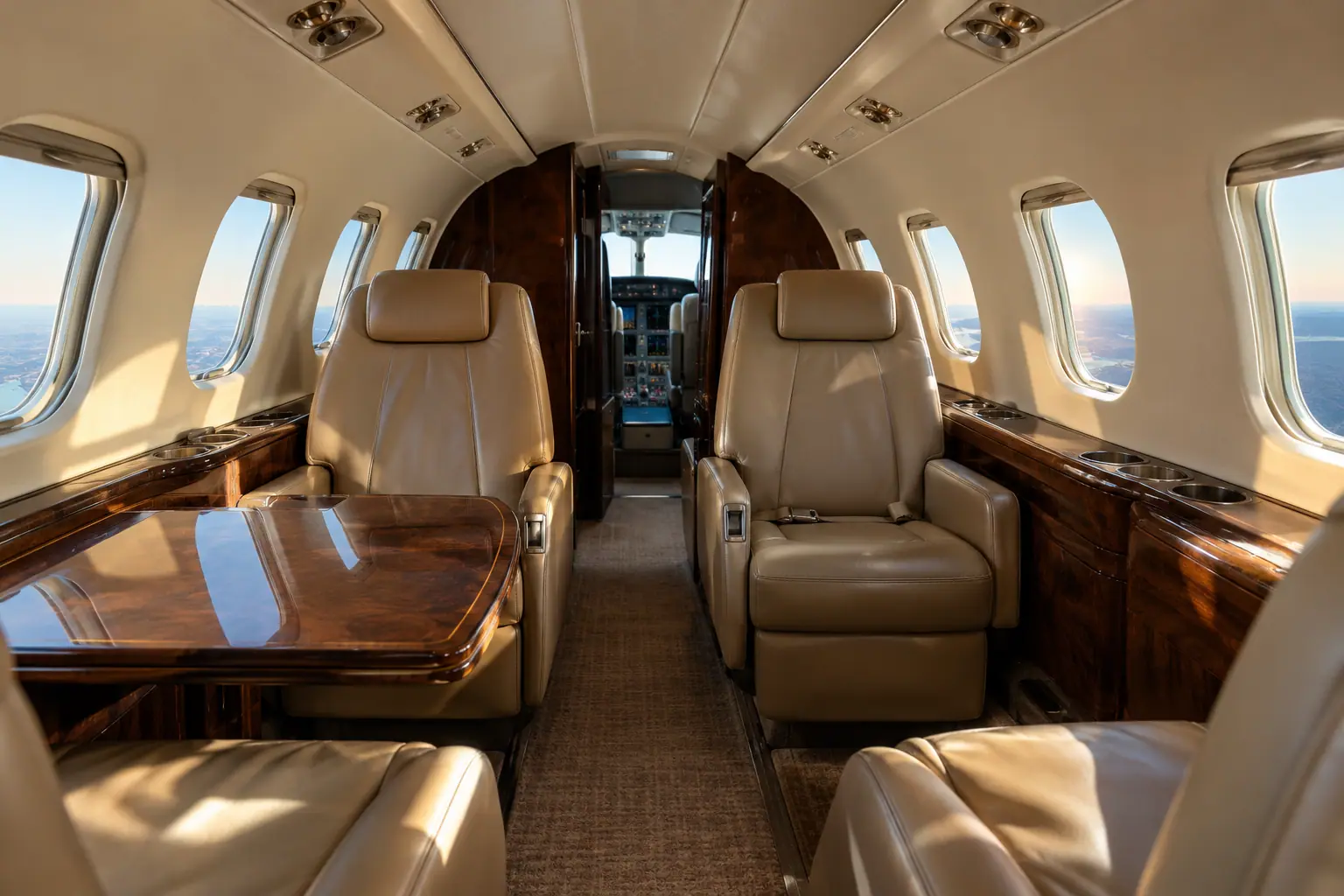 Midsize jet cabin interior